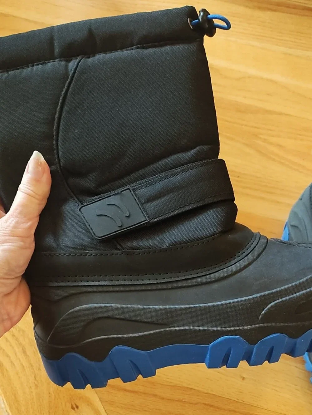 Kids Black and Blue Insulated Snow Boots
